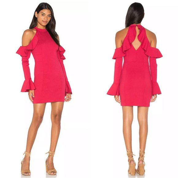 Free People Dress Sweet Talk Pink Cold Shoulder Ruffle Bell Mini - Picture 1 of 9